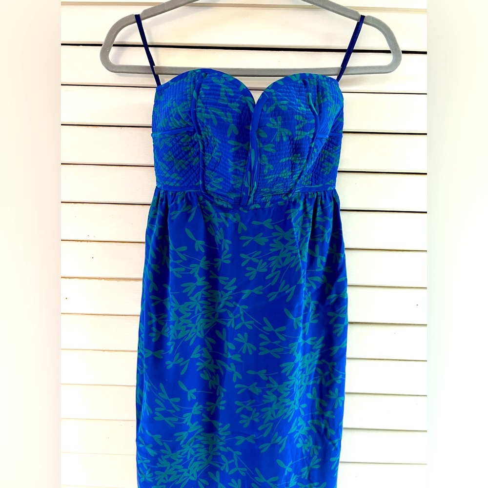 Silk strapless above the knee dress